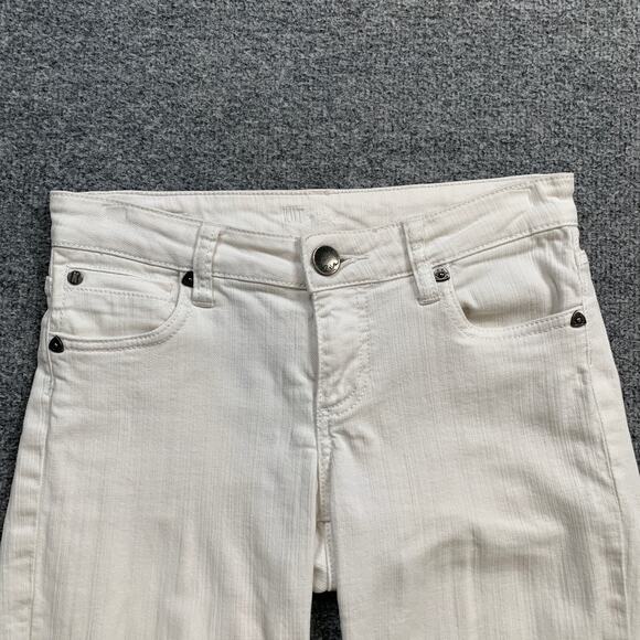 Kut From The Kloth Shorts 0 White Denim Bermuda Zip Fly Clam Diggers Pockets - Picture 3 of 14